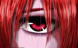Rule 34 | 1girl, artist request, elfen lied, highres, lucy (elfen lied), magenta eyes, one-eyed, red eyes, red hair, solo