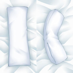 Rule 34 | bed sheet, blue theme, body pillow, dakimakura (medium), dakimakura (object), monochrome, mugicha (sukimachaya), multiple views, no humans, original, parody, pillow, still life, unzipped