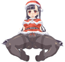Rule 34 | 1girl, anus, ass, black hair, breasts, dress, feet, female focus, full body, hat, nururyun, oekaki, open mouth, pussy, red eyes, simple background, solo, uncensored, white background