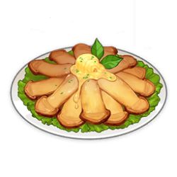 Rule 34 | artist request, butter, commentary, english commentary, food, food focus, game cg, garnish, genshin impact, leaf, lettuce, lowres, mushroom, no humans, official art, plate, simple background, still life, third-party source, transparent background