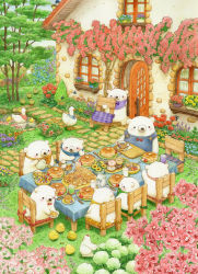 Rule 34 | animal, bear, bird, blush, bougainvillea (flower), bread, bug, butterfly, chair, chick, chicken, door, duck, flower, flower bed, food, food focus, fruit, garden, grass, holding, holding plate, house, hydrangea, insect, looking at another, milk carton, mouse (animal), muffin, no humans, original, outdoors, overalls, pancake, plant, plate, polar bear, pond, potted plant, sitting, st.kuma, strawberry, tree, window