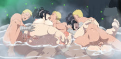 Rule 34 | 2girls, 3boys, anal, ass, barefoot, bathing, black hair, blonde hair, blue eyes, breasts, caressing testicles, clone, couple, cum, cyberunique, ejaculation, feet, footjob, french kiss, handjob, highres, husband and wife, hyuuga hinata, kiss, large breasts, large penis, legs, lexus (artist), lipstick, long hair, makeup, mixed-sex bathing, multiple boys, multiple girls, naruto, naruto (series), nipples, nude, partially submerged, penis, ponytail, pussy, red lips, saliva, sex, shared bathing, short hair, soles, testicles, thighs, toes, uncensored, uzumaki naruto, vaginal, water, wet