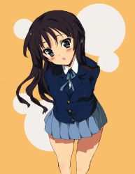 Rule 34 | 1girl, akiyama mio, black hair, highres, k-on!, school uniform, simple background, solo, yuiga naoha