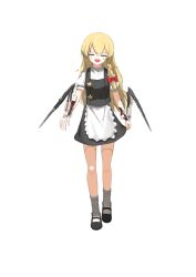 Rule 34 | 1girl, :d, absurdres, apron, arm blade, black footwear, black skirt, black vest, blonde hair, bow, braid, breasts, closed eyes, commentary request, cookie (touhou), cyberpunk (series), full body, hair bow, highres, joints, kirisame marisa, long hair, mantis blades (cyberpunk), mary janes, medium bangs, no headwear, open mouth, prosthesis, prosthetic arm, puffy short sleeves, puffy sleeves, robot joints, round teeth, shirt, shoes, short sleeves, simple background, single braid, skirt, skirt set, small breasts, smile, socks, solo, standing, suzu (cookie), teeth, touhou, transparent background, traveler hxy, upper teeth only, vest, waist apron, weapon, white apron, white shirt, white socks