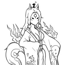 Rule 34 | 1girl, amaterasu (ookami), animal ears, bad id, bb (baalbuddy), breasts, cleavage, facial mark, floral print, forehead mark, greyscale, hair tubes, inactive account, issun, japanese clothes, kimono, large breasts, long hair, mask, monochrome, no bra, no mouth, obi, on head, ookami (game), personification, sash, sidelocks, sumi-e, tail, wide sleeves, wolf ears, wolf tail