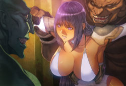 Rule 34 | breasts, cleavage, grabbing, homare (fool&#039;s art), large breasts, monster, orc, ugly man