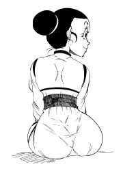 Rule 34 | 1girl, ass, breasts, chi-chi (dragon ball), dragon ball, dragonball z, female focus, funsexydragonball, highres, monochrome, text focus