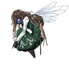 Rule 34 | 1girl, atlus, bad id, bad pixiv id, dress, dripping, fairy, flower, full body, green dress, long hair, looking at viewer, mazeran, monster, persona, slime (substance), slug, solo, touhou, transparent background, wings