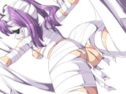 Rule 34 | 1girl, ass, bandages, game cg, purple hair, pussy, the dungeon of lulu farea, third-party edit, transparent background, wolf rpg editor, wrapped in bandages
