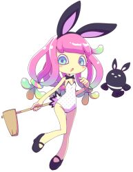 Rule 34 | 1girl, animal ears, bangle, black bow, black bowtie, black footwear, blue eyes, blush stickers, bow, bowtie, bracelet, breasts, clownfish, commentary request, fake animal ears, fish, full body, gradient hair, green hair, groin, harmony&#039;s clownfish (splatoon), harmony (splatoon), jewelry, legs, leotard, long hair, low-tied long hair, mallet, multicolored hair, nintendo, nollety, open mouth, pink hair, playboy bunny, polka dot leotard, rabbit ears, shoes, small breasts, splatoon (series), splatoon 3, standing, strapless, strapless leotard, tentacle hair, thighs, tropical fish, white leotard