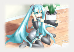 Rule 34 | hatsune miku, headphones, long hair, music, singing, solo, thighhighs, twintails, very long hair, vocaloid