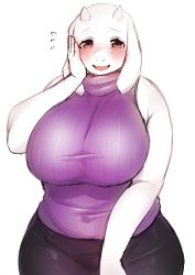 Rule 34 | 1girl, breasts, brown eyes, furry, furry female, highres, huge breasts, mature female, open mouth, plump, sakuragiyomi, solo, toriel, undertale