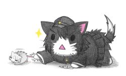 Rule 34 | 10s, :3, admiral (kancolle), akitsu maru (kancolle), animal, animal ears, animalization, black skirt, cat, cat ears, cat tail, clothed animal, colored pencil (medium), commentary request, dainamitee, full body, hat, kantai collection, military, military hat, military uniform, mouse, mouse (animal), no humans, non-human admiral (kancolle), open mouth, peaked cap, pleated skirt, simple background, skirt, solid circle eyes, sparkle, tail, tail grab, tail wagging, traditional media, triangle mouth, uniform, white background