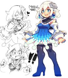 Rule 34 | 10s, 1girl, 2015, blue dress, blue eyes, blue footwear, blue nails, blush, boots, dress, hair ornament, heart, high heel boots, high heels, iroyopon, nail polish, original, personification, silver hair, smile, thigh boots, thighhighs, wide-eyed