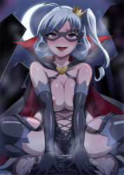 Rule 34 | 10s, 1boy, 1girl, arsene, blue hair, breasts, breasts squeezed together, butcha-u, cape, censored, clothed sex, cum, cum in pussy, domino mask, elbow gloves, gloves, grey hair, henriette mystere, large breasts, lipstick, makeup, mask, moon, mosaic censoring, nipples, penis, purple eyes, saliva, sex, solo focus, straddling, tantei opera milky holmes, thighhighs, vaginal, white hair