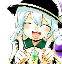 Rule 34 | 1girl, bow, closed eyes, female focus, green hair, hat, hat bow, hota, komeiji koishi, open mouth, simple background, sketch, solo, third eye, touhou, upper body, white background