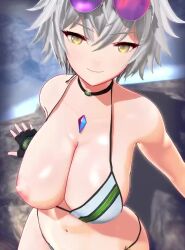 Rule 34 | 1girl, 3d, animal ears, animated, bikini, bikini pull, blobcg, bouncing breasts, breasts, cat ears, clothes pull, na&#039;el (xenoblade), nipples, one breast out, opaluva, short hair, swimsuit, tagme, video, white hair, xenoblade chronicles (series), xenoblade chronicles 3, xenoblade chronicles 3: future redeemed, yellow eyes