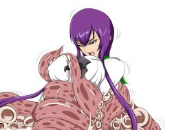 Rule 34 | bhm, breasts, busujima saeko, highschool of the dead, large breasts, long hair, octopus, purple hair, vore