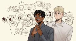 Rule 34 | 6+boys, 6+girls, ambrosia (dungeon meshi), black hair, blonde hair, blue eyes, character request, chilchuck&#039;s wife, chilchuck tims, cithis, collared shirt, confused, curly hair, dark-skinned male, dark skin, dungeon meshi, falin touden, falin touden (tallman), heart, highres, inutade, izutsumi, kabru, laios touden, marcille donato, mayjack (dungeon meshi), mithrun, multiple boys, multiple girls, otta (dungeon meshi), shirt, short hair, shurou, squarecloud7310, white shirt, yellow eyes, yuri