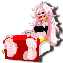 Rule 34 | 1girl, abuse, android, android 21, ball gag, barefoot, bdsm, belly, bondage, bound, bound toes, breasts, colored skin, crying, dragon, dragon ball, evil, feet, tickling feet, full body, gag, gagged, ghost, highres, legs, long hair, majin android 21, mechanical fixation, orgasm, pink skin, red eyes, sex toy, sitting, smile, soles, streaming tears, tears, tickle torture, tickling, toes, torture, very long hair, vibrator, white hair