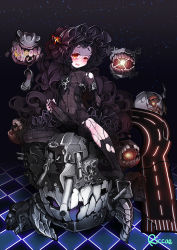 Rule 34 | 10s, 1boy, abyssal ship, bad id, bad pixiv id, black hair, blush, bulge, crossdressing, dress, erection, erection under clothes, glowing, glowing eyes, gothic lolita, isolated island oni, kantai collection, lolita fashion, long hair, looking at viewer, male focus, no shoes, open mouth, pale skin, pantyhose, penis, precum, red eyes, riccae, shoes, unworn shoes, sitting, solo, tears, torn clothes, torn pantyhose, trap, very long hair, wince