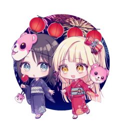 Rule 34 | + +, 2girls, :3, :d, :o, alternate hairstyle, bad id, bad pixiv id, bang dream!, black hair, black kimono, blonde hair, blue eyes, candy apple, character mask, chibi, cotton candy, festival, fireworks, food, full body, holding, holding food, imminent hand holding, japanese clothes, kimono, lantern, long hair, long sleeves, low twintails, mask, mask on head, michelle (bang dream!), multiple girls, no socks, obi, okusawa misaki, one side up, open mouth, paper lantern, pouch, poyo (shwjdddms249), red kimono, sandals, sash, smile, transparent background, tsurumaki kokoro, twintails, walking, wide sleeves, yellow eyes