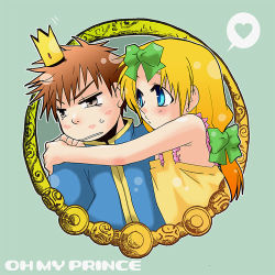 Rule 34 | 2boys, blonde hair, blue eyes, bow, brown eyes, brown hair, butters stotch, crossdressing, crown, english text, eric cartman, hair bow, heart, butters stotch, lipstick mark, looking at another, looking away, lowres, male focus, marjorine, multiple boys, parted lips, sakurapanda, south park, spoken heart, sweatdrop, trap, yaoi