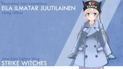 Rule 34 | 1girl, animal ears, blue eyes, coat, eila ilmatar juutilainen, fox ears, gloves, hat, highres, jewelry, long hair, muramasa mikado, necklace, pantyhose, solo, strike witches, wavy mouth, white hair, white pantyhose, world witches series