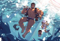 Rule 34 | 1boy, abs, absurdres, alca (wakatanka4), alternate costume, animal ears, bara, bare pectorals, beard, black hair, black male swimwear, bulge, character doll, commission, diving mask, extra ears, facial hair, full body, gluteal fold, goggles, gyee, highres, large pectorals, lion boy, lion ears, lion tail, male focus, male swimwear, mature male, muscular, muscular male, navel, nipples, original, pectorals, short hair, sideburns, solo, stomach, swim briefs, tail, thick eyebrows, thick thighs, thighs, undercut, underwater, zixiong zix