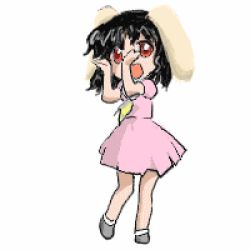 Rule 34 | 1girl, animal ears, animated, animated gif, black hair, dancing, derivative work, female focus, inaba tewi, lowres, pani poni dash!, parody, rabbit ears, roulette roulette, short hair, solo, touhou