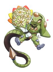 Rule 34 | bouquet, echoes (stand), flower, full body, heart, highres, jojo no kimyou na bouken, open mouth, raiphen, signature, smile, solo, stand (jojo), tail