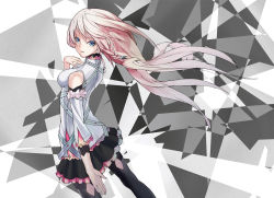 Rule 34 | 1girl, bad id, bad pixiv id, blue eyes, braid, detached sleeves, ia (vocaloid), long hair, looking back, neco, pink hair, solo, thighhighs, vocaloid