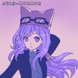 Rule 34 | digimon, goggles, goggles on head, hat, long hair, purple eyes, purple hair, sayo (digimon)
