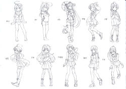 Rule 34 | 10s, 6+girls, agano (kancolle), akigumo (kancolle), character name, full body, glasses, graphite (medium), i-58 (kancolle), i-8 (kancolle), kantai collection, long hair, makigumo (kancolle), multiple girls, naganami (kancolle), noshiro (kancolle), oil-paper umbrella, pantyhose, ponytail, school uniform, serafuku, shirubaburu, short hair, thighhighs, traditional media, umbrella, yahagi (kancolle), yamato (kancolle), yuugumo (kancolle)
