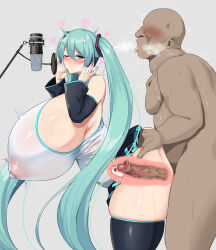Rule 34 | 1boy, 1girl, absurdres, age difference, ahegao, bald, breasts, censored, clothed female nude male, clothed sex, cum, cum in pussy, fat, fat man, gigantic breasts, grabbing, grabbing another&#039;s ass, grabbing from behind, green eyes, green hair, hatsune miku, highres, large penis, long hair, mosaic censoring, nude, old, old man, older man and younger girl, one eye closed, open mouth, penis, saliva, saliva trail, tongue, tongue out, twintails, veins, veiny penis, vocaloid, x-ray