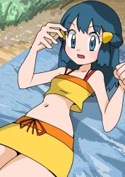 Rule 34 | blue eyes, blue hair, creatures (company), dawn (pokemon), game freak, hainchu, navel, nintendo, pokemon, pokemon (anime), pokemon dp047, pokemon dppt (anime), swimsuit
