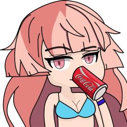 Rule 34 | 1girl, absurdres, bikini, can, chibi, coca-cola, drink can, girls&#039; frontline, highres, long hair, looking at viewer, ntw-20 (girls&#039; frontline), pink hair, simple background, soda can, solo, sunbaelee, swimsuit