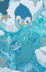 Rule 34 | beak, closed mouth, commentary request, creatures (company), day, empoleon, closed eyes, from above, game freak, gen 1 pokemon, gen 4 pokemon, gigm777, green eyes, highres, ice, lapras, looking down, nintendo, outdoors, piplup, pokemon, pokemon (creature), pool, signature, standing, toes, water