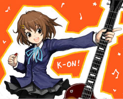 Rule 34 | 00s, 1girl, female focus, guitar, hirasawa yui, instrument, k-on!, kara (color), pantyhose, school uniform, solo