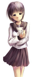 Rule 34 | 1girl, akino komichi, bad id, bad pixiv id, cat, school uniform, short hair, skirt, smile, solo