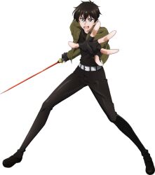 Rule 34 | 1boy, black eyes, black hair, kiritani shinya, male, male focus, official art, open mouth, shin (the new gate), short hair, solo, source request, sword, the new gate, weapon