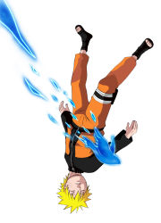 Rule 34 | 1boy, artist request, bandages, blonde hair, closed eyes, male focus, naruto, naruto (series), toeless footwear, sandals, shoes, solo, upside-down, uzumaki naruto