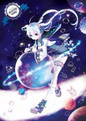 Rule 34 | 1girl, ahoge, atom, bag, big dipper, blue eyes, blue hair, blue nails, breasts, closed mouth, constellation, constellation print, diffraction spikes, dress, english text, full body, hair between eyes, hair ornament, handbag, high heels, highres, holding, holding pen, long hair, long sleeves, medium breasts, nail polish, original, pen, pixiv-tan, planet, platform footwear, rednian, revision, shoes, solo, space, space pixiv-tan, sparkle, star (sky), star (symbol), star hair ornament, star print, striped clothes, striped dress, thigh strap, thighhighs, twintails, white thighhighs, wide sleeves