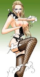 Rule 34 | fishnets, garter belt, glasses, gloves, kalifa (one piece), nude, nude filter, one piece, thighhighs, third-party edit