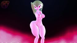 Rule 34 | 1girl, 20s, 3d, animated, arms behind head, artist name, between breasts, black background, bob cut, bouncing breasts, breasts, colored skin, creatures (company), dancing, derivative work, duplicate, female focus, fin, game freak, gardevoir, gen 3 pokemon, glowing, glowing background, green hair, green skin, hair between eyes, highres, large breasts, logo, looking at viewer, me!me!me!, multicolored background, multicolored skin, nintendo, nipples, nude, pervertguy341, pink background, pokemon, pokemon (creature), pussy, red eyes, short hair, smile, solo, swaying, thick thighs, thighs, two-tone skin, uncensored, video, video, white skin, wide hips