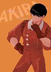 Rule 34 | 1boy, akira (manga), cigarette, gloves, highres, kaneda shoutarou (akira), orange background, tagme