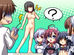 4girls ? black_hair blue_eyes blush collar control game_cg goshujinsama_daisuki ichijou_ema kuu_spitfire long_hair maid multiple_girls murakumo_sakura nude panties red_eyes red_hair shishiouin_hime silver_hair underwear yellow_eyes