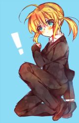 Rule 34 | 1girl, ahoge, artoria pendragon (all), artoria pendragon (fate), bad id, bad pixiv id, black gloves, blonde hair, blue eyes, fate/stay night, fate/zero, fate (series), formal, gloves, long hair, necktie, pant suit, pants, ponytail, saber (fate), shiroto iku, solo, suit