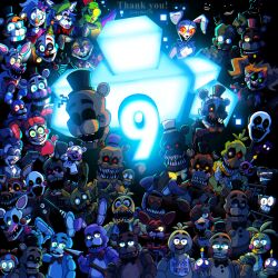 Rule 34 | 6+others, balloon boy (fnaf), bonnie (fnaf), brown fur, character request, chica, circus baby (fnaf), commentary, crying child&#039;s brother (fnaf), crying child (fnaf), dark, elizabeth afton, english commentary, english text, ennard, everyone, fangs, five nights at freddy&#039;s, five nights at freddy&#039;s: security breach, five nights at freddy&#039;s: sister location, five nights at freddy&#039;s 1, five nights at freddy&#039;s 2, five nights at freddy&#039;s 3, five nights at freddy&#039;s 4, foxy (fnaf), fredbear (fnaf), freddy fazbear, glamrock chica, glamrock freddy, glowing, glowing eyes, golden freddy, guitar, happy birthday, hat, highres, holding, holding guitar, holding instrument, horror (theme), instrument, looking at viewer, mangle, michael afton, montgomery gator, multiple others, open mouth, red eyes, roxanne wolf (fnaf), skeleton, skylior778, springtrap, star-shaped eyewear, star (symbol), the puppet (fnaf), top hat, toy chica, vanessa (fnaf), vanny (fnaf), william afton