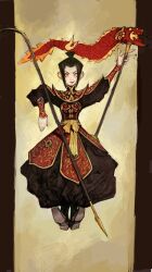Rule 34 | armor, avatar: the last airbender, avatar legends, azula, black hair, chinese armor, chinese clothes, dragon dance, highres, mossacannibalis, polearm, spear, tagme, weapon, yellow eyes